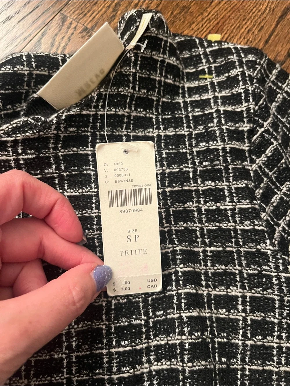 Anthropologie Maeve Tweed Twofer Black & White Tweed-Look Layered Hem Top